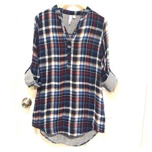 Plaid Henley Dress/Tunic